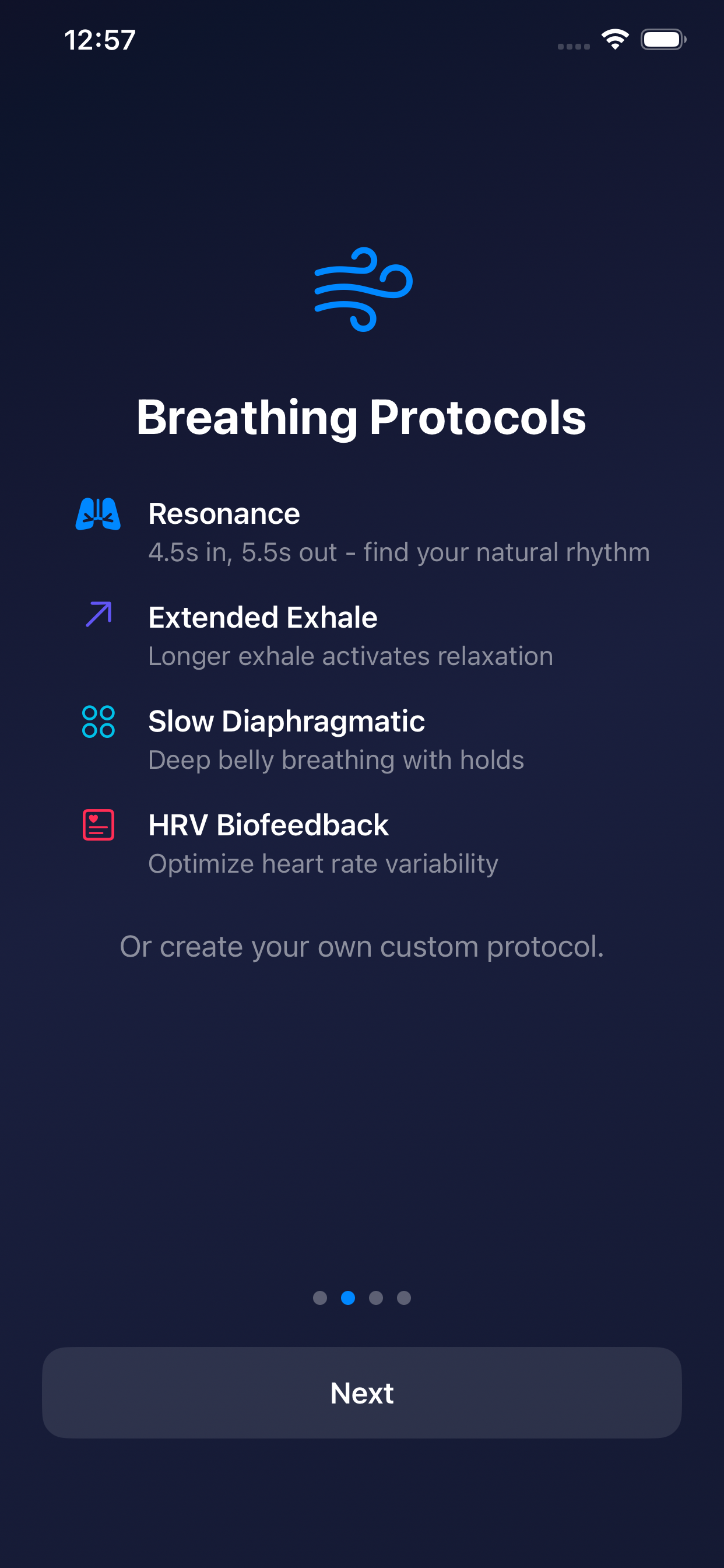 Breathing protocols list